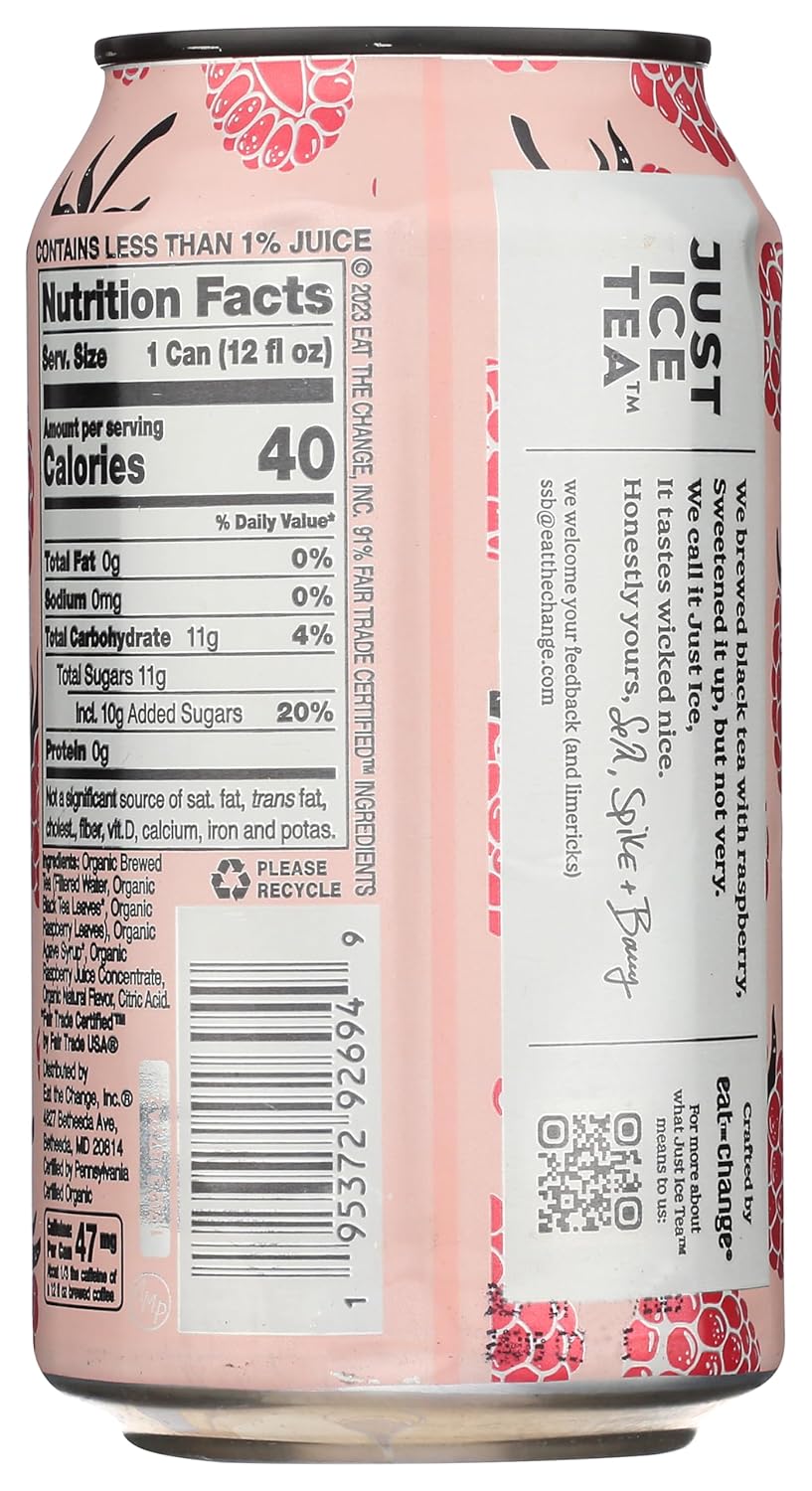 just ice tea organic raspberry tea sgl can, 12 fz just ice tea organic raspberry tea sgl can, 12 fz